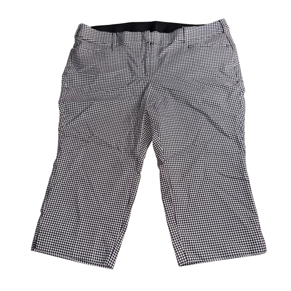 Lane Bryant Gingham Cropped Pants 22P Black White Petite Plus Checkered Trousers